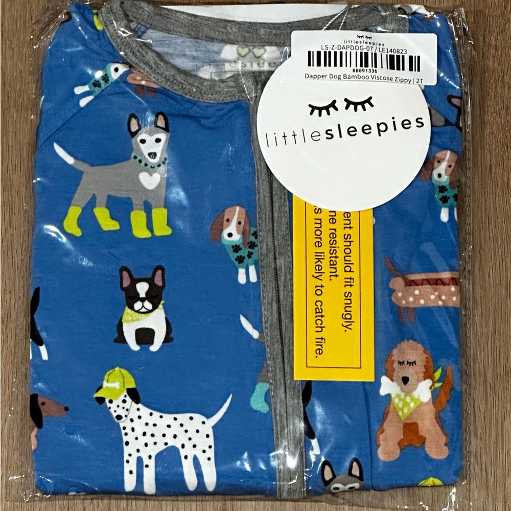 Little Sleepies Blue Dog Print Bamboo Viscose Zippy Pajamas